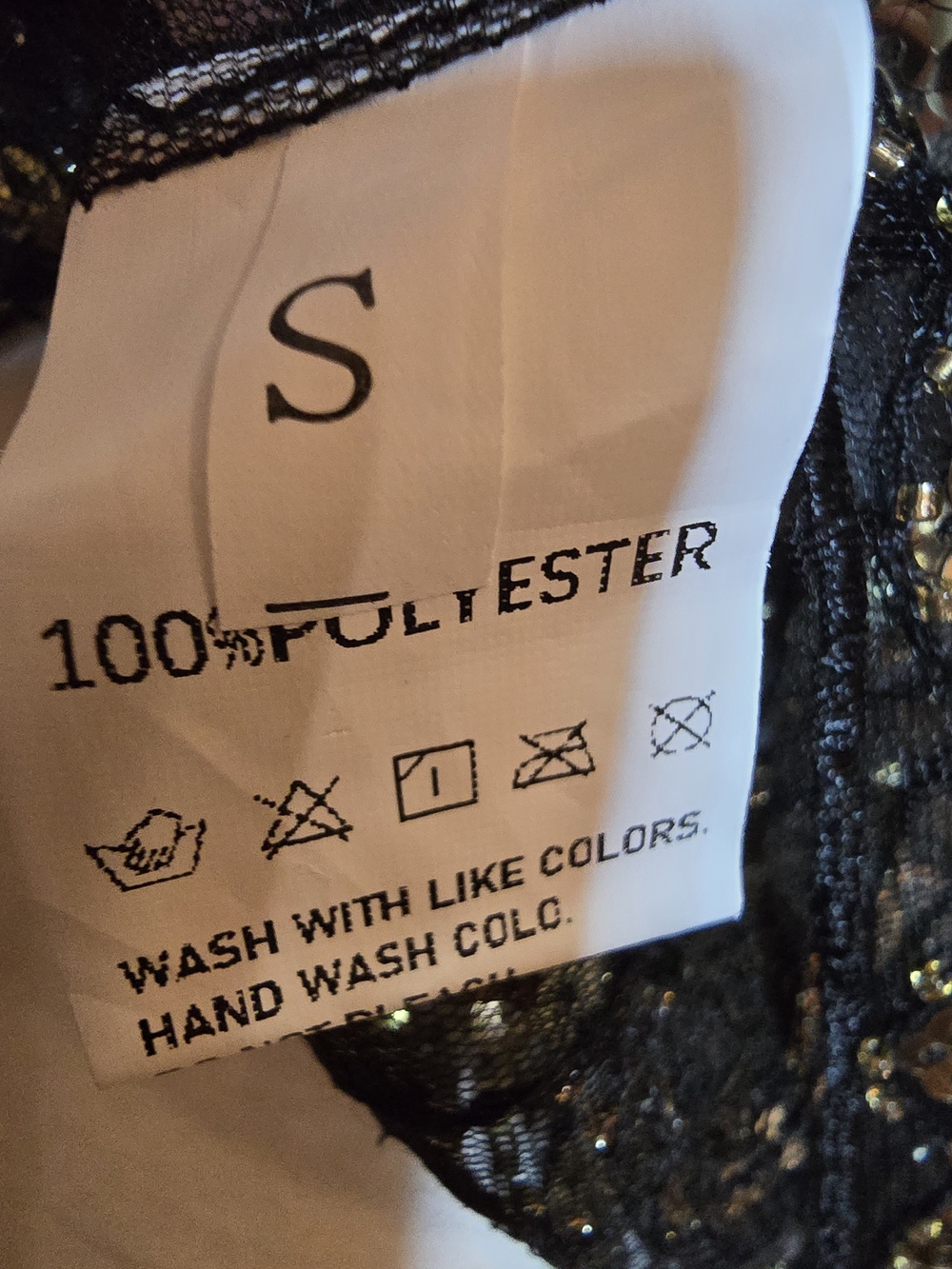 Gold Sequin Embellished Black Mesh Cami Top - Picture 4 of 4